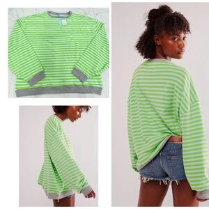 NWT FREE PEOPLE CLASSIC STRIPE OVERSIZED CREWNECK